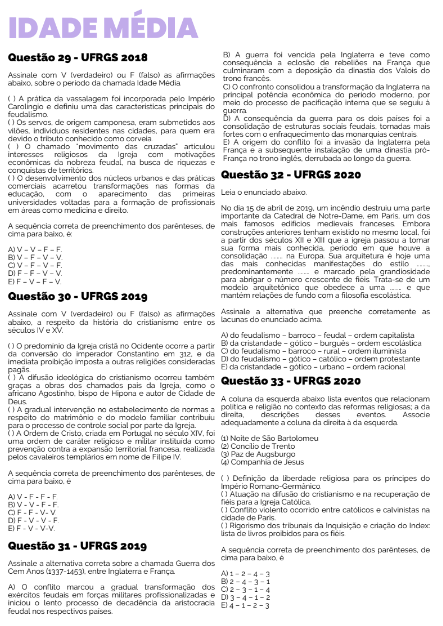 Exemplo de lista de questões por dentro
