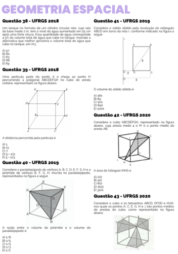 Exemplo de lista de questões por dentro