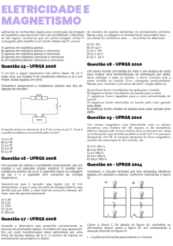 Exemplo de lista de questões por dentro